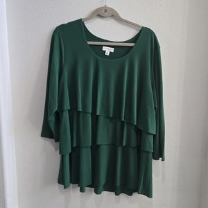 Susan Graver layered green blouse size XL
